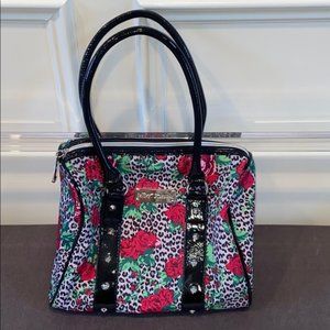 Betsey Johnson Floral Leopard Print Shoulder Bag